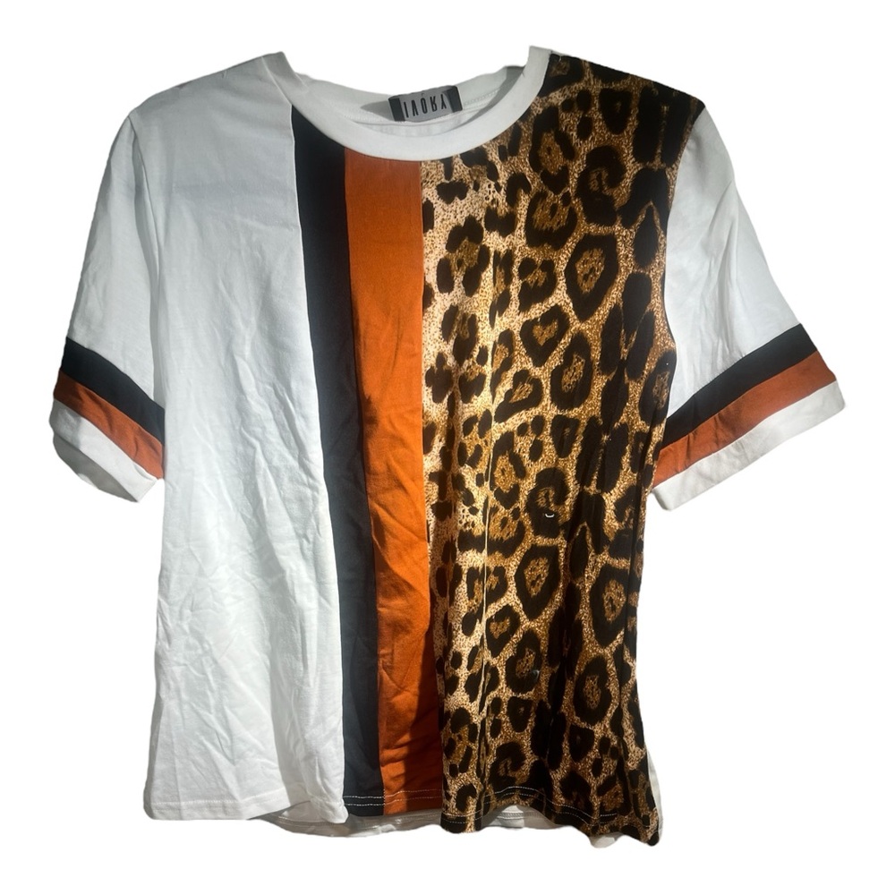 Leopard Print and Striped T-Shirt